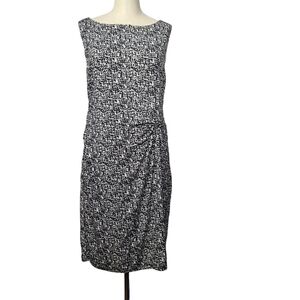 Ann Taylor Black White Printed Sleeveless Back Zip Dress 14